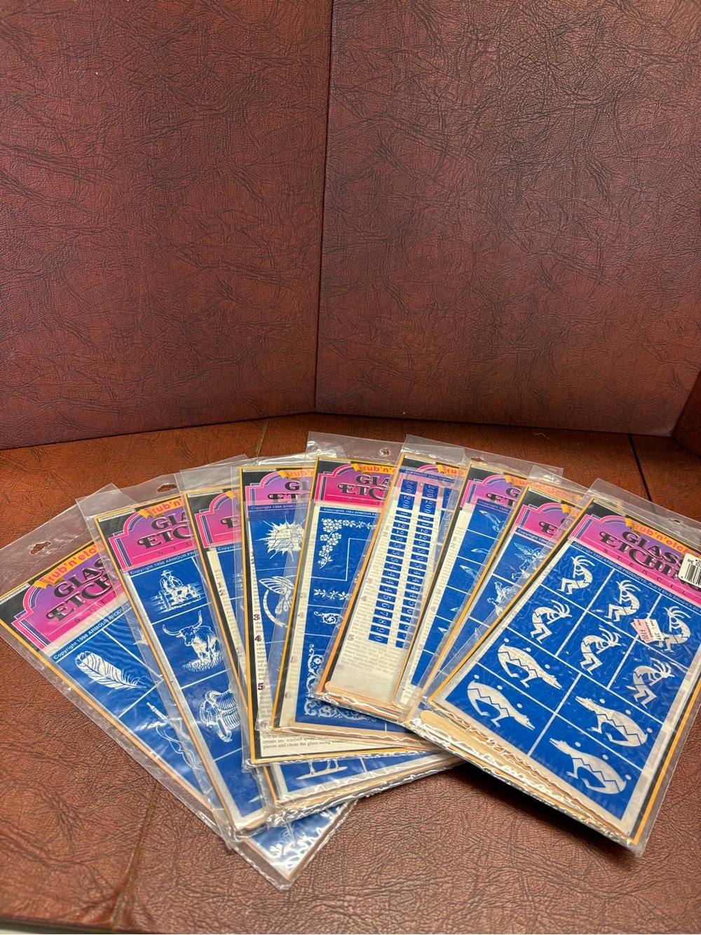 Vintage Blue glass Stencil Sheets - Assorted Designs